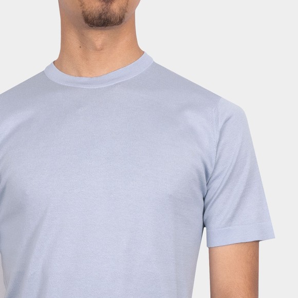 John Smedley Mens Blue Lorca Welted T-Shirt main image