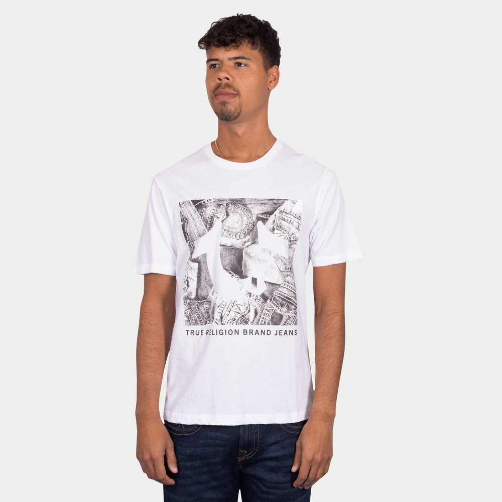 Printed Shirt True Religion Denim Shirt Mens True Religion Patch T Shirt Dress Blue Mainline Menswear