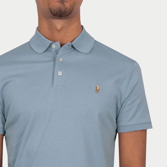 Polo Ralph Lauren Mens Blue Custom Slim Fit Pima Polo Shirt #3