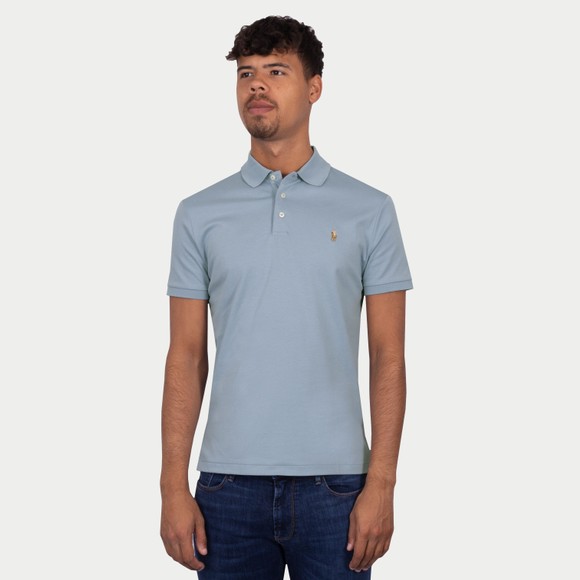 Polo Ralph Lauren Mens Blue Custom Slim Fit Pima Polo Shirt #2