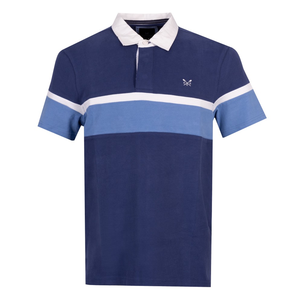 Mens White S/S Striped Rugby Shirt