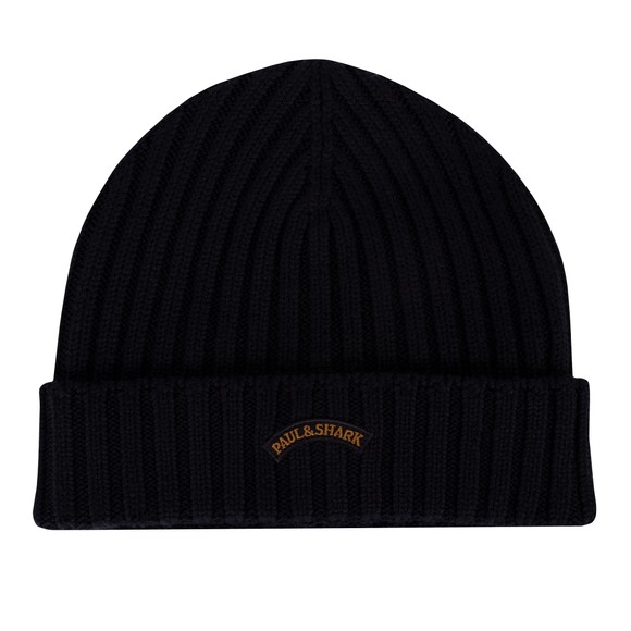Paul & Shark Mens Black Arch Logo Knitted Hat main image