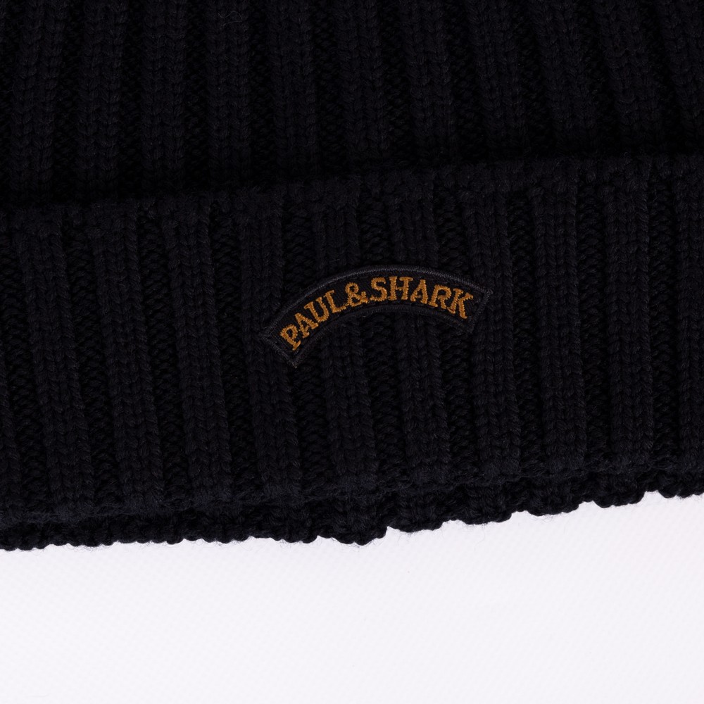 Menswear Paul And Shark Wooly Hat Paul Shark Ribbed Wool Navy Beanie Menswear Online