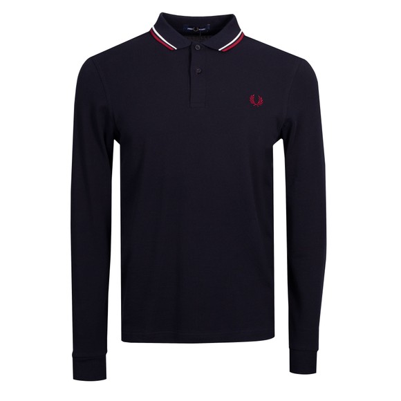 Fred Perry Mens Blue L/S Tipped Polo main image