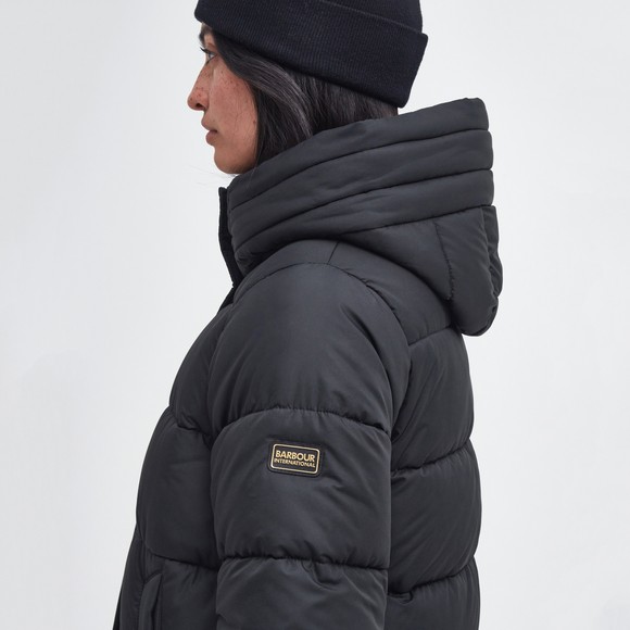 Barbour International Womens Black Longline Barron Puffer Jacket #2