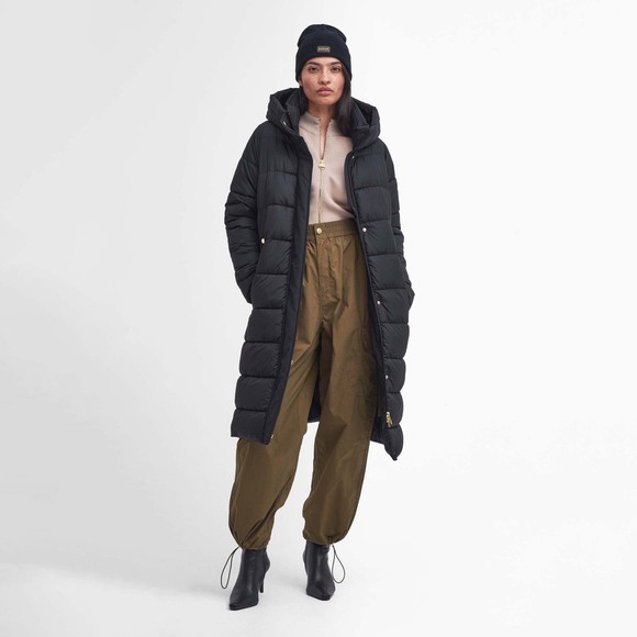 Barbour International Womens Black Longline Barron Puffer Jacket #3