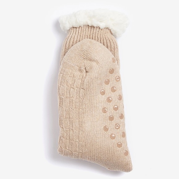 Barbour Lifestyle Womens Beige Cable Knit Lounge Sock #4