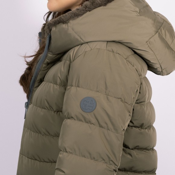 Rino & Pelle Womens Green Long Padded Coat With Fur #4