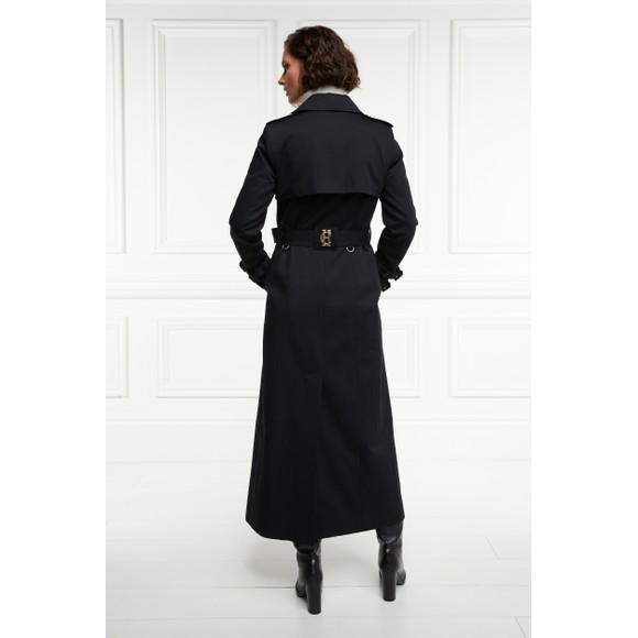 Holland Cooper Womens Black Gatcombe Full Length Trench Coat main image