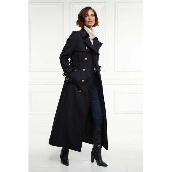 Holland Cooper Womens Black Gatcombe Full Length Trench Coat main image