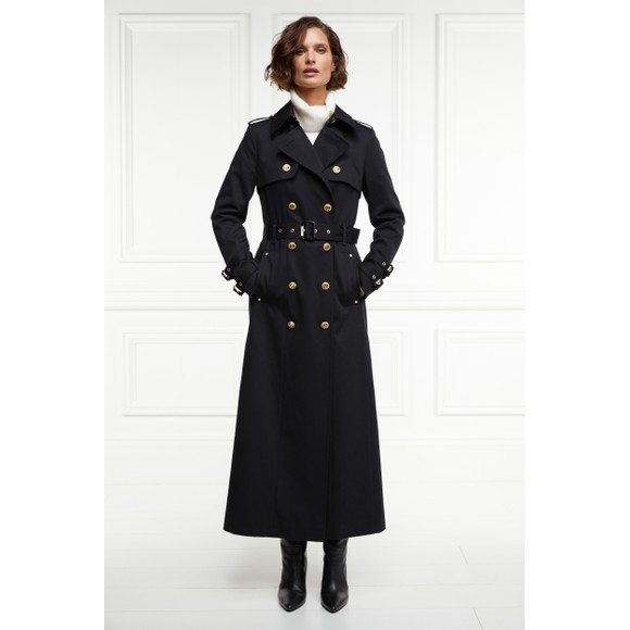 Holland Cooper Womens Black Gatcombe Full Length Trench Coat main image