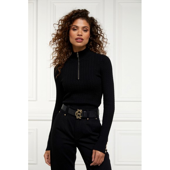 Holland Cooper Womens Black Ava Half Zip Knit Jumper #2