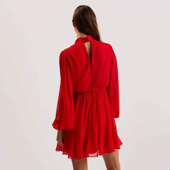Ted Baker Womens Red Zebrina Long Sleeve Mini Dress main image