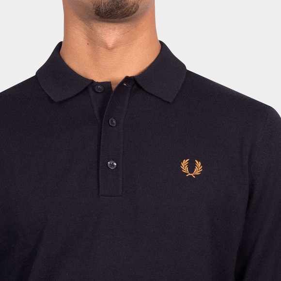 Fred Perry Mens Blue Knitted L/S Polo Shirt #3