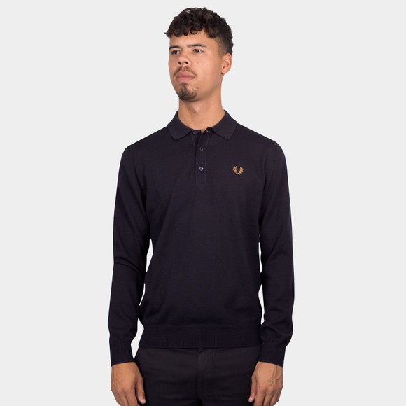 Fred Perry Mens Blue Knitted L/S Polo Shirt #2