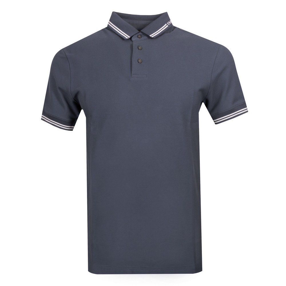 6D1F95 Stripe Collar Polo Shirt