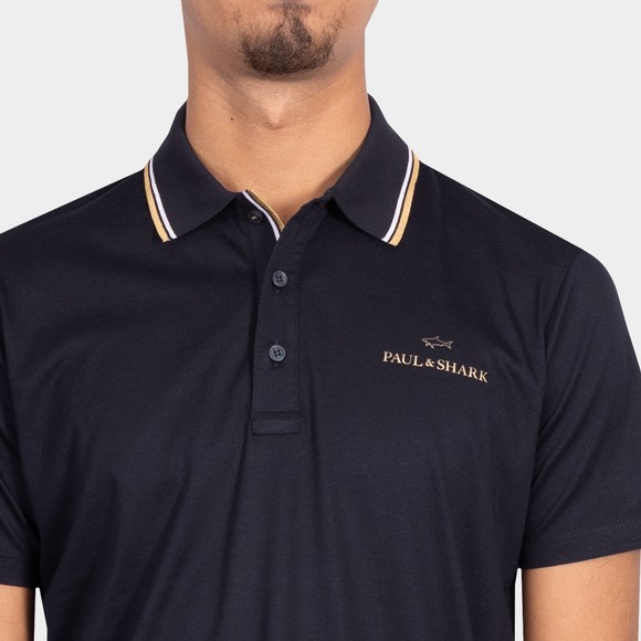 Paul & Shark Mens Black X Soft Gold Tipped Polo Shirt main image