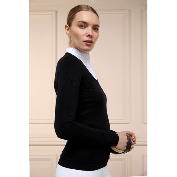 Holland Cooper Womens Black Soft Touch V Neck Jumper main image