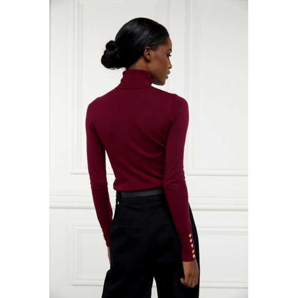 Holland Cooper Womens Red Buttoned Knit Roll Neck main image
