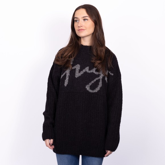 HUGO Womens Black Sloguessy Knitted Jumper #2