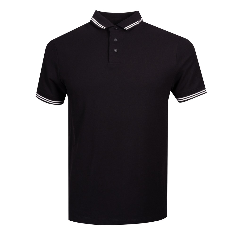 6D1F95 Stripe Collar Polo Shirt
