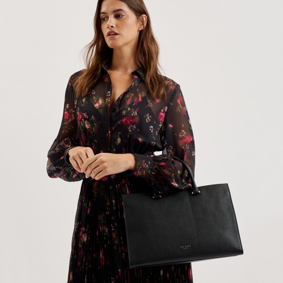 Ted Baker Womens Black Rosane Bar Detail Medium Tote Bag main image