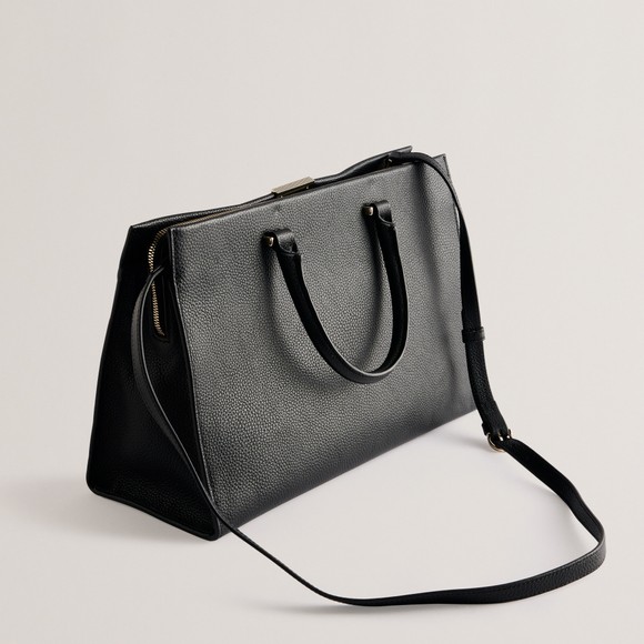 Ted Baker Womens Black Rosane Bar Detail Medium Tote Bag main image