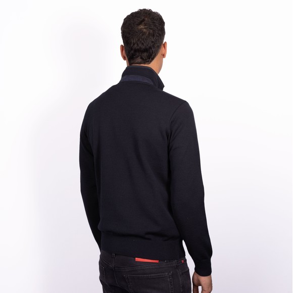 Paul & Shark Mens Blue Cool Touch Leather Trim Half Zip Jumper main image
