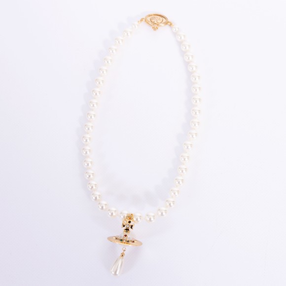 Vivienne Westwood Womens Gold One Row Pearl Drop Choker #2