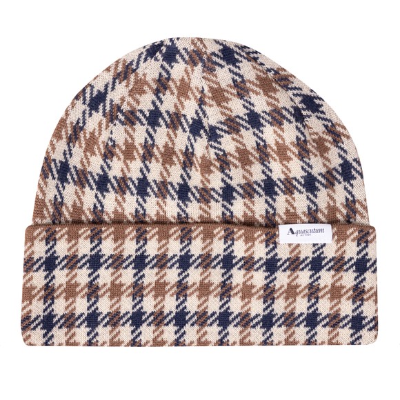 Aquascutum Mens Blue Club Check Beanie main image