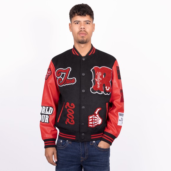 True Religion Mens Black World Series Varsity Jacket main image