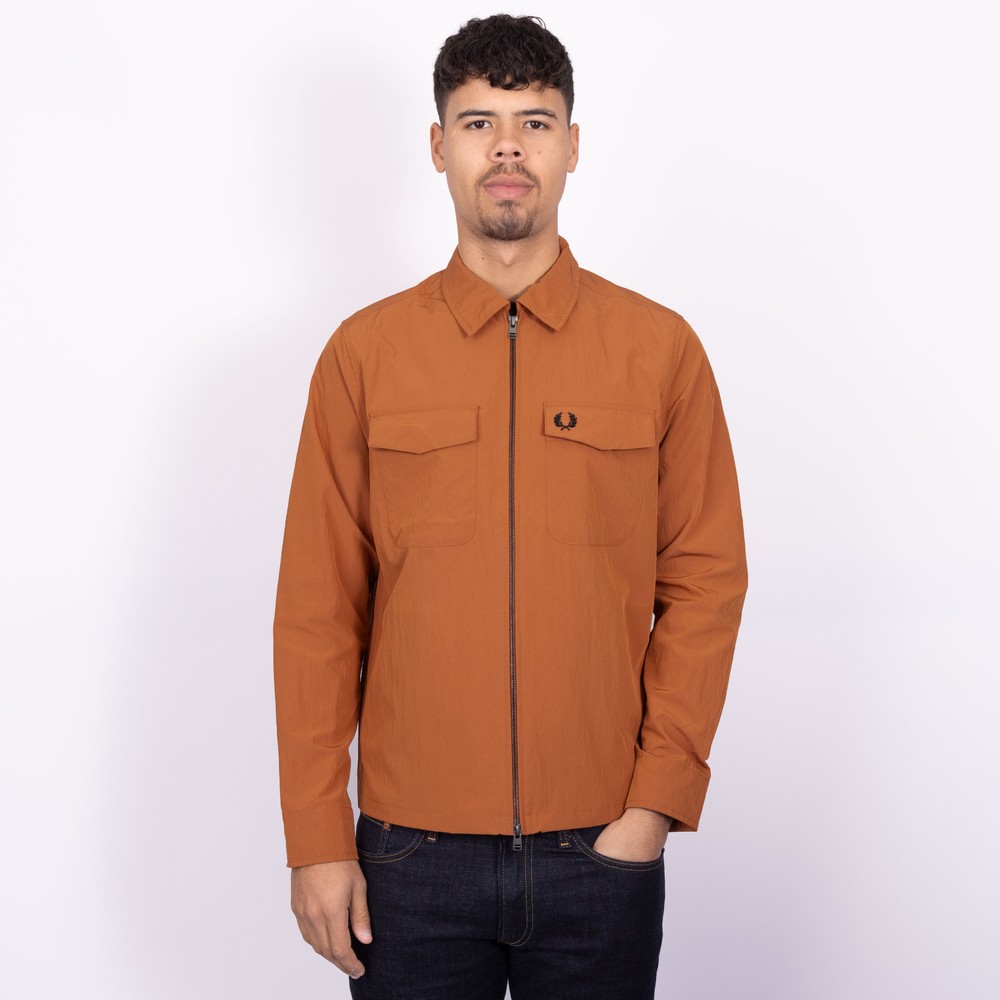 ジャケット・アウター FRED PERRY Utility Overshirt Twill Zip Through Overshirt - Light Oyster | Men's Shirts
