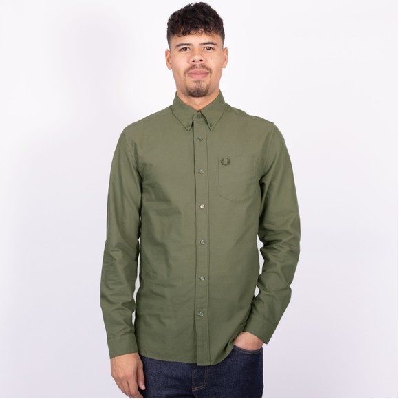 Fred Perry Mens Green Oxford Shirt main image
