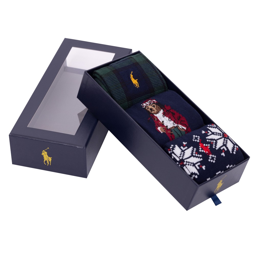 3 Pack Assorted Arctic Bear Sock Gift Box