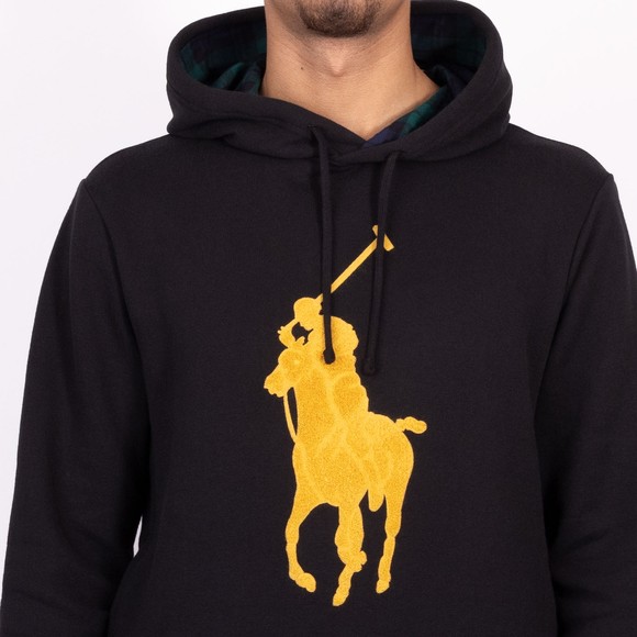 Polo Ralph Lauren Mens Black Pony Player Flocking Hoodie #3