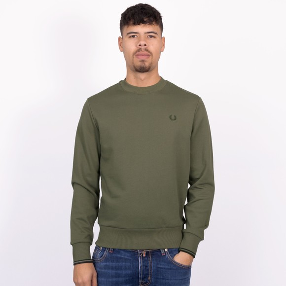 Fred Perry Mens Green Crew Neck Sweatshirt main image