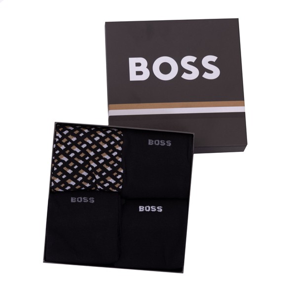 BOSS 4P RS Gift – Set Regalo 4 Paia Calzini Uomo – Monogram Logo – Nero – Taglia 40-46