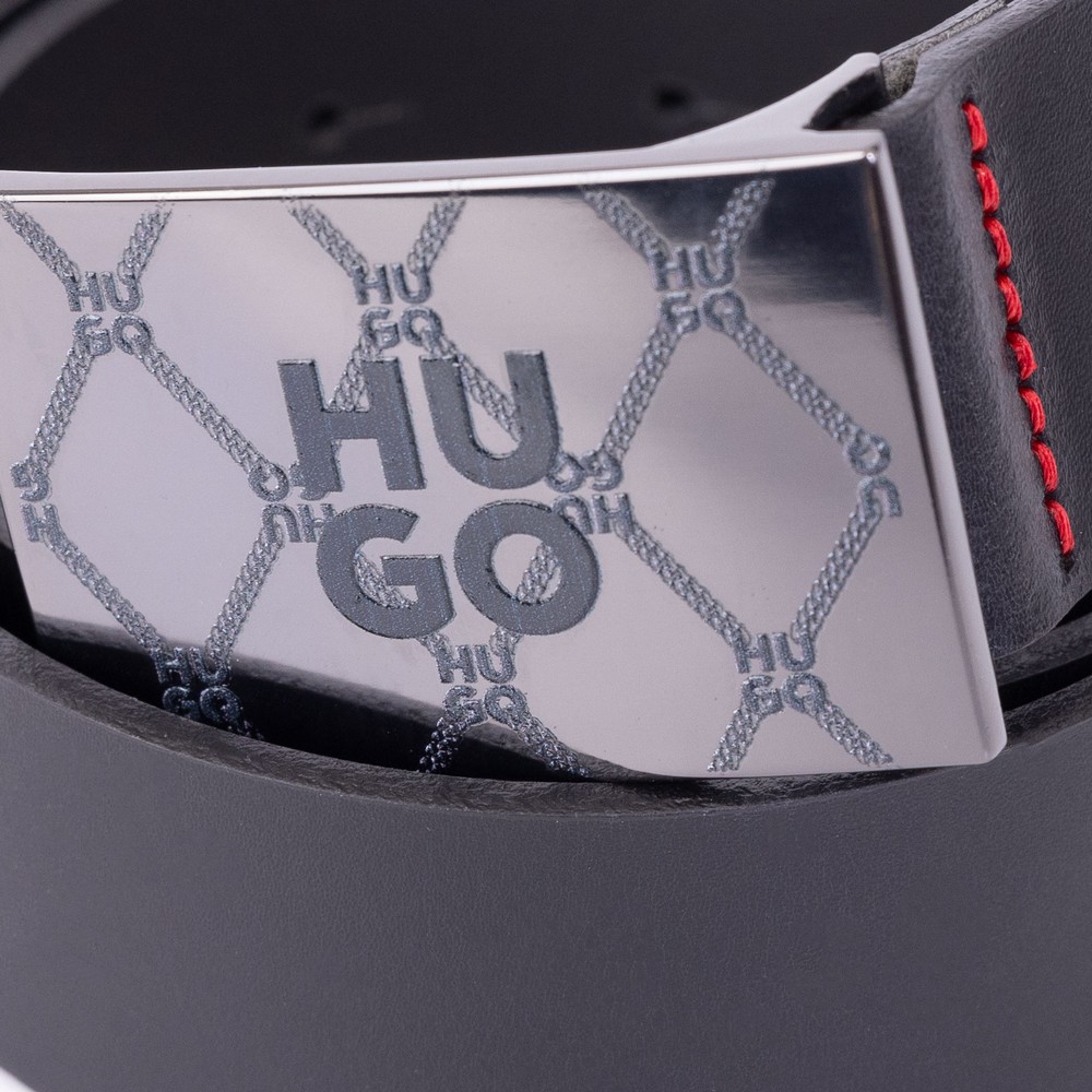 HUGO Gary Diamond Pattern Buckle Belt | Oxygen Clothing