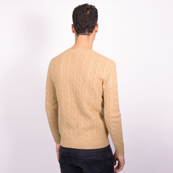 Polo Ralph Lauren Mens Brown Cable Knit Wool-Cashmere Jumper  main image