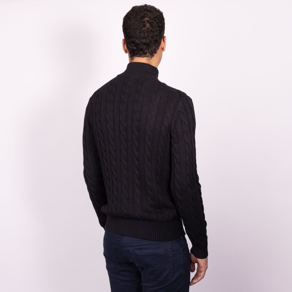 Polo Ralph Lauren Mens Black Cable Knit Half Zip Jumper main image
