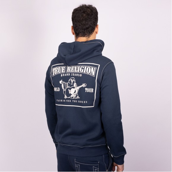 True Religion Mens Blue Big T Zip Up Hoody #2