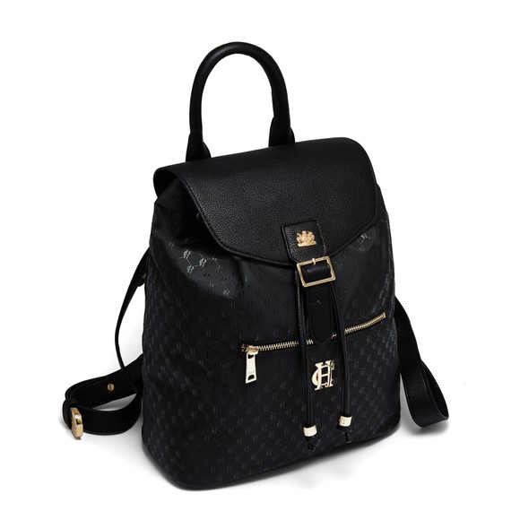 Holland Cooper Womens Black Regency Monogram Backpack main image