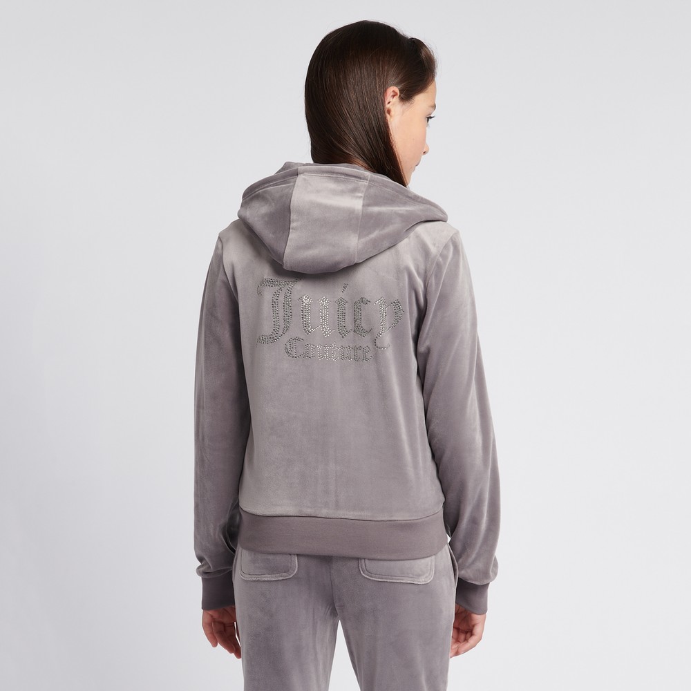 Juicy Couture Full Zip Diamante Velour Hoody | Oxygen Clothing