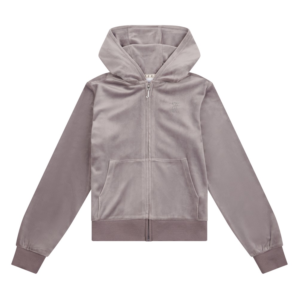 Full Zip Diamante Velour Hoody
