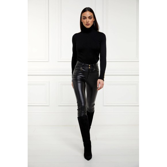 Holland Cooper Womens Black PU Skinny Jean main image