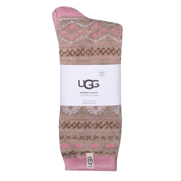 Ugg Womens Pink Leslie Graphic Crew Sock #1