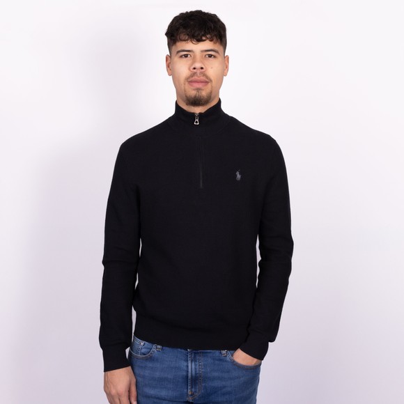 Polo Ralph Lauren Mens Black Waffle Half Zip Jumper main image