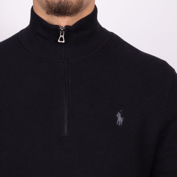 Polo Ralph Lauren Mens Black Waffle Half Zip Jumper main image