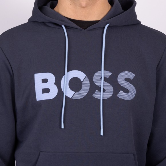 BOSS Mens Blue Athleisure Soody Tape Hoody main image