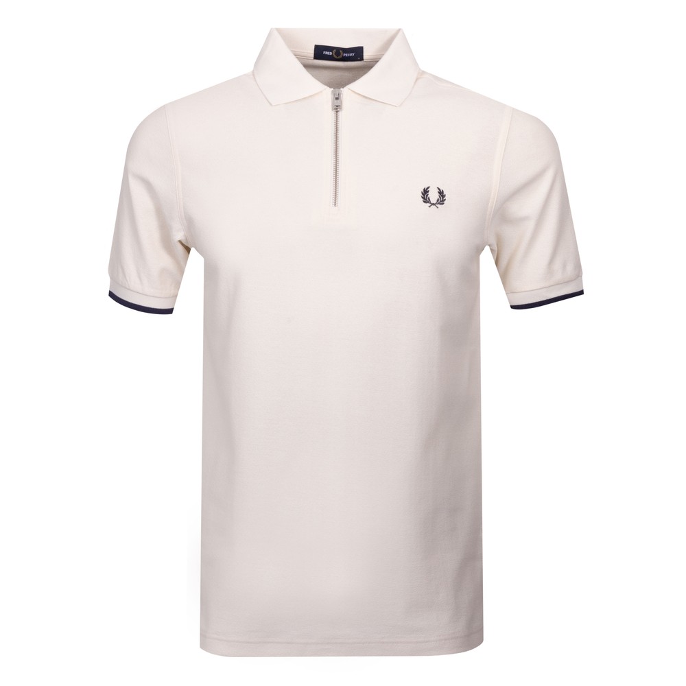 Crepe Pique Zip Neck Polo Shirt